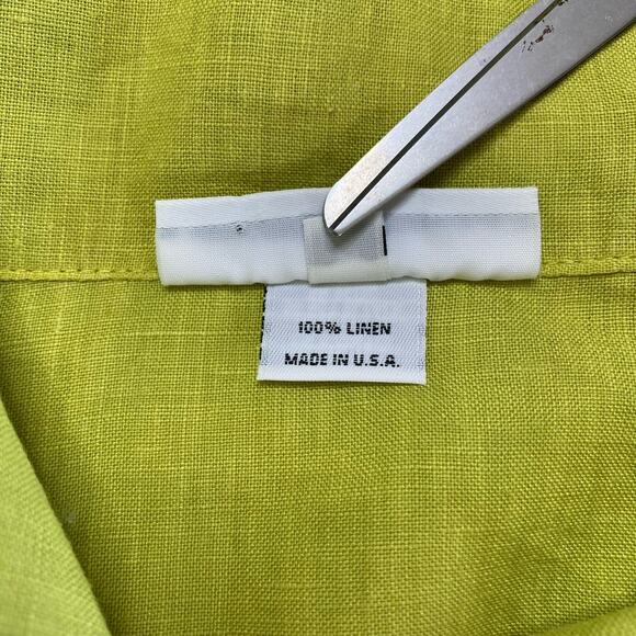 BRYN WALKER Chartreuse Green Adjustable 100% Linen Short Sleeve Jacket Small - Picture 8 of 11